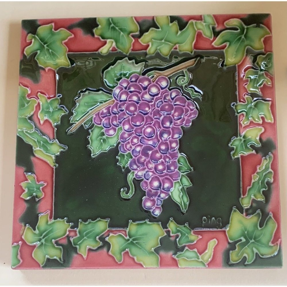 Purple Grapes Art Tile 6x6 Decorative Wall Backsplash Gift Kitchen
